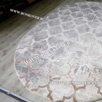 Ковер Турция Современный Дизайн 18 Серый с Бежевым Овал