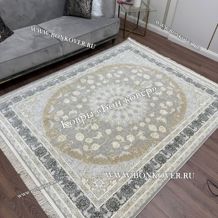 Ковер Медальон Для Гостиной Дизайн 30580 Серый